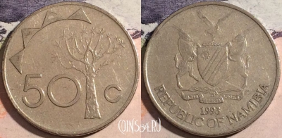 Намибия 50 центов 1993 года, KM# 3, a067-129