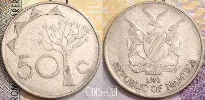 Намибия 50 центов 1993 года, KM# 3, a077-111
