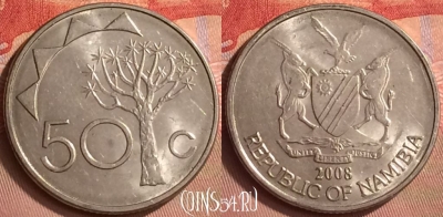 Намибия 50 центов 2008 года, KM# 3, 412-023