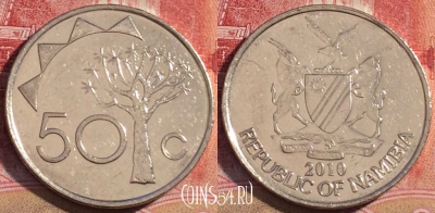 Намибия 50 центов 2010 года, KM# 3, 072c-114