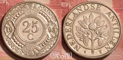 Антильские острова 25 центов 1993 года, KM# 35, 061l-065