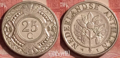 Антильские острова  25 центов 1993 года, KM# 35, 391-025