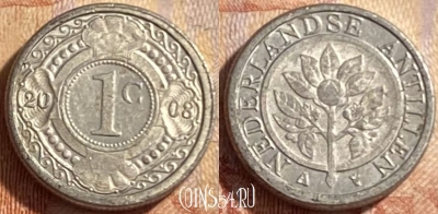 Антильские острова 1 цент 2008 года, KM# 32, 487р-080 ♛