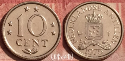 Антильские острова 10 центов 1975 года, KM# 10, 059l-007