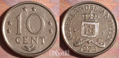 Антильские острова 10 центов 1975 года, KM# 10, 149f-120