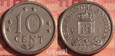 Антильские острова 10 центов 1979 года, KM# 10, 327i-105