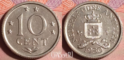 Антильские острова 10 центов 1980 года, KM# 10, 160g-022