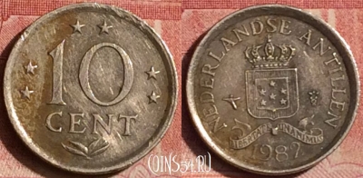 Антильские острова 10 центов 1982 года, KM# 10, 393-133