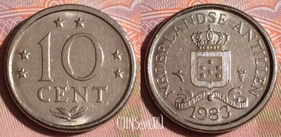 Антильские острова 10 центов 1983 года, KM# 10, 334-008