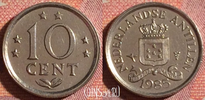 Антильские острова 10 центов 1985 года, KM# 10, 370-085