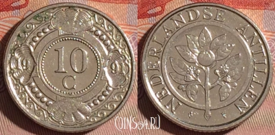 Антильские острова 10 центов 1991 года, KM# 34, 100e-037