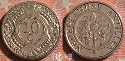 Антильские острова 10 центов 1993 года, KM# 34, 079i-118