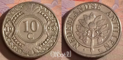 Антильские острова 10 центов 1998 года, KM# 34, 330-054