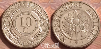 Антильские острова 10 центов 1999 года, KM# 34, 369k-042
