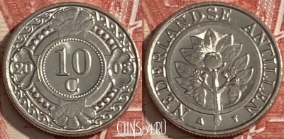 Антильские острова 10 центов 2003 года, KM# 34, 472r-116 ♛