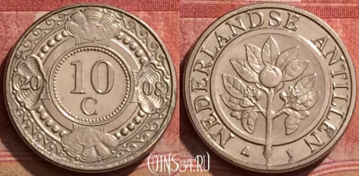 Антильские острова 10 центов 2008 года, KM# 34, 289k-112