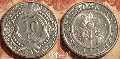Антильские острова 10 центов 2009 года, KM# 34, 487р-079 ♛