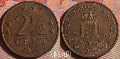 Антильские острова 2 1/2 цента 1978 года, KM# 9, 288f-020