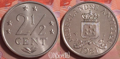 Антильские острова 2 1/2 цента 1981 года, UNC, 375j-057