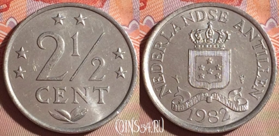 Антильские острова 2 1/2 цента 1982 года, KM# 9a, 276f-105