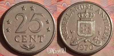 Антильские острова 25 центов 1970 года, KM# 11, 070f-090