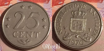 Антильские острова 25 центов 1970 года, KM# 11, 296c-037
