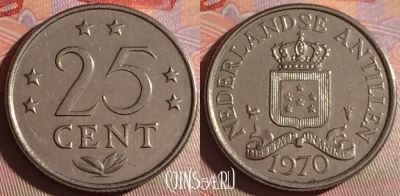 Антильские острова 25 центов 1970 года, KM# 11, 330g-027