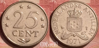 Антильские острова 25 центов 1971 года, KM# 11, 062l-066