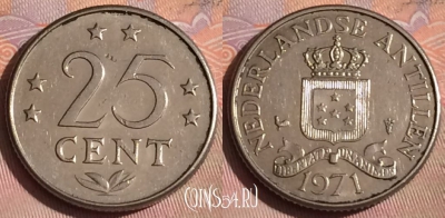 Антильские острова 25 центов 1971 года, KM# 11, 287c-090