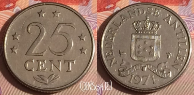Антильские острова 25 центов 1971 года, KM# 11, 295c-104