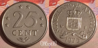 Антильские острова 25 центов 1975 года, KM# 11, 295c-108