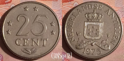 Антильские острова 25 центов 1975 года, KM# 11, 335-066