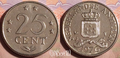 Антильские острова 25 центов 1976 года, KM# 11, 095g-058