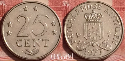 Антильские острова 25 центов 1977 года, KM# 11, 391-016