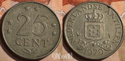 Антильские острова 25 центов 1979 года, KM# 11, 206s-003