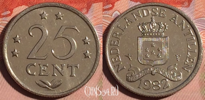 Антильские острова 25 центов 1982 года, 118d-088