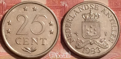 Антильские острова 25 центов 1983 года, KM# 11, 394-070