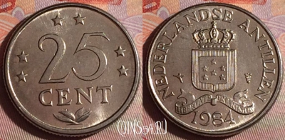 Антильские острова 25 центов 1984 года, KM# 11, 337g-056