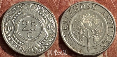 Антильские острова 25 центов 1991 года, KM# 35, s476s-122