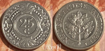 Антильские острова 25 центов 1993 года, KM# 35, 400r-096