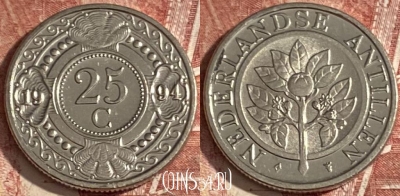 Антильские острова 25 центов 1994 года, KM# 35, 361r-049