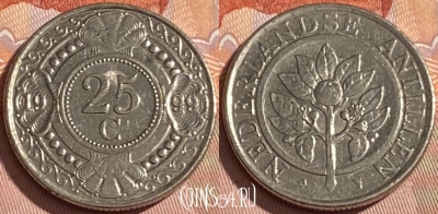 Антильские острова 25 центов 1999 года, KM# 35, 307r-140