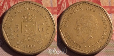 Антильские острова 5 гульденов 1999 г., KM# 43, 069d-088
