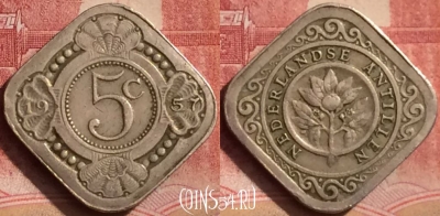 Антильские острова 5 центов 1957 года, KM# 6, 394-069