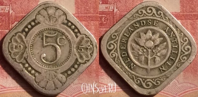Антильские острова 5 центов 1957 года, KM# 6, 395-092
