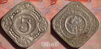 Антильские острова 5 центов 1962 года, KM# 6, 078f-085