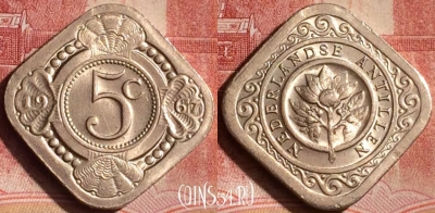 Антильские острова 5 центов 1967 года, KM# 6, 393-140