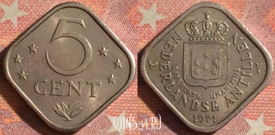 Антильские острова 5 центов 1971 года, KM# 13, 133i-094