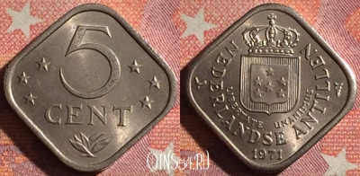 Антильские острова 5 центов 1971 года, KM# 13, 368-111