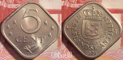 Нидерландские Антиллы  5 центов 1974 года, 256-089